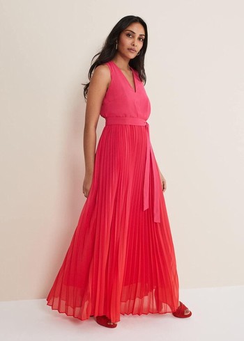 Phase Eight Petite Piper Ombre Dress Red/Pink USA | 5094372-QR